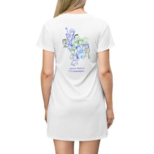 Tee  -  Long top or Short dress - comfy - white only - printed front & BACK